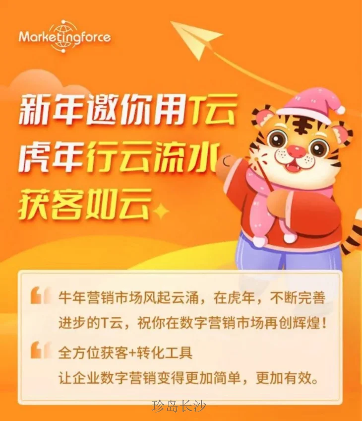 珍島長沙新年邀你用T雲，虎年行雲流水，獲客如雲！